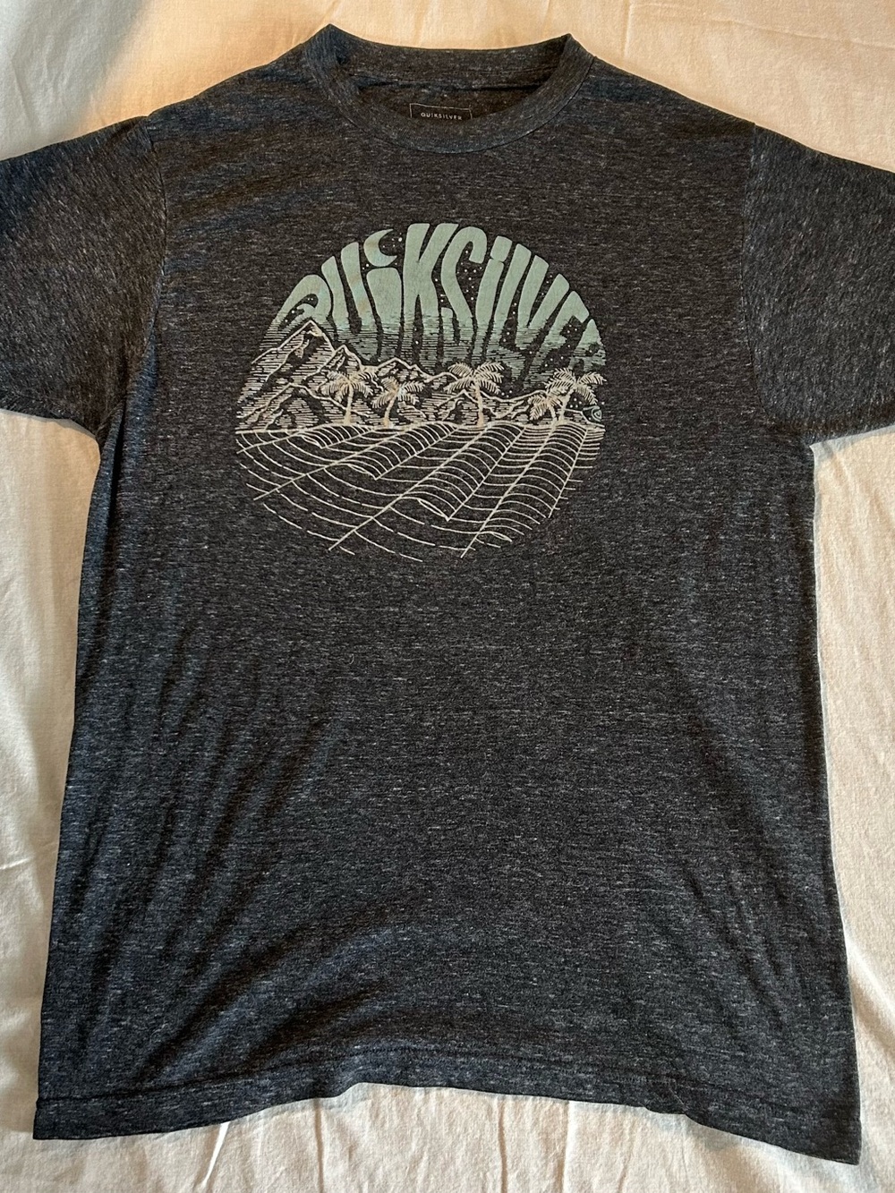 Quiksilver Dark Heather Short Sleeve Tee with Mint Graphic